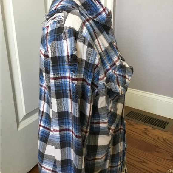 2/$10 Forever 21 distressed flannel shirt. - Picture 3 of 4